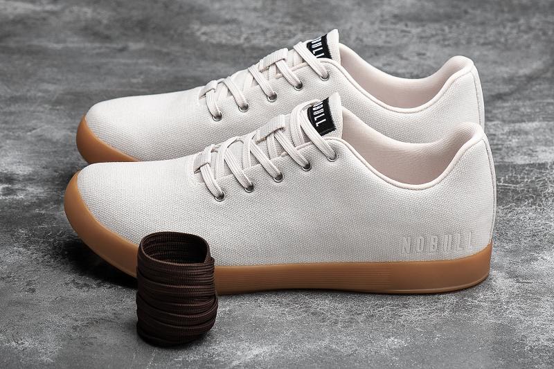 Women's Nobull Ivory Gum Canvas Trainers White | SG G2955S